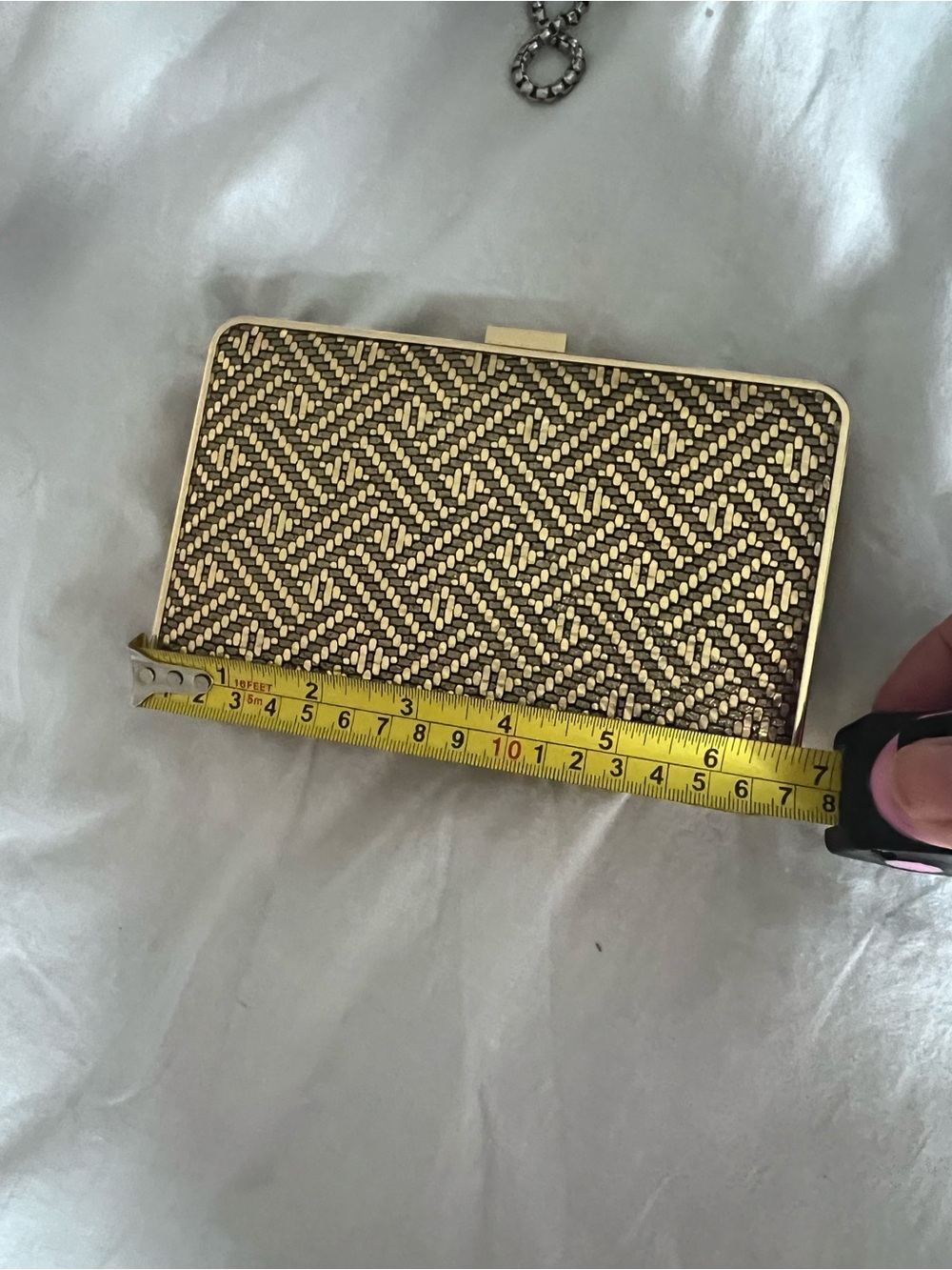 MK elegant Metallic Gold Evening Clutch with chain